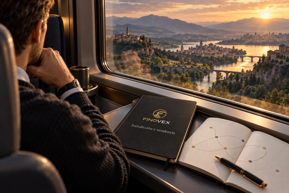 Localidades vistas desde la ventanilla de un tren, como metáfora de las conexiones entre lugares y jurisdicciones.