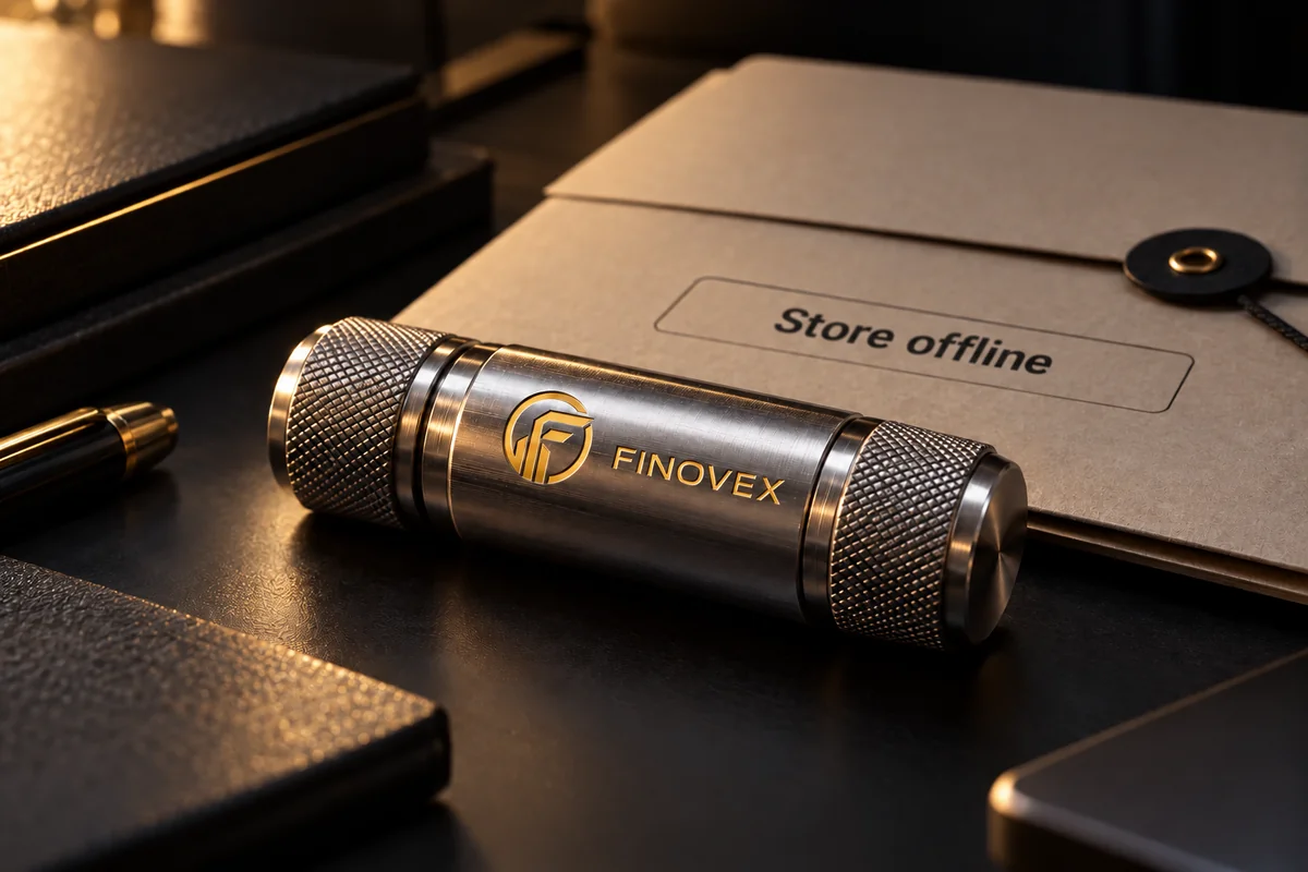 A sealed metal capsule for keeping a secret offline, with no contents exposed.