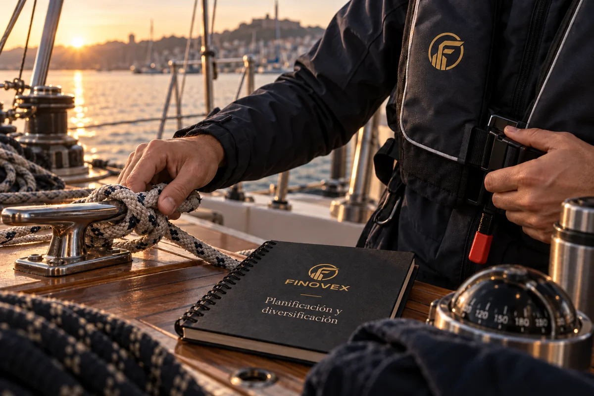 Una persona revisa el equipo de un barco antes de salir, como metáfora de la evaluación de la exposición.